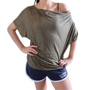 Gianni Bini Green Rhinestone Slouchy Top